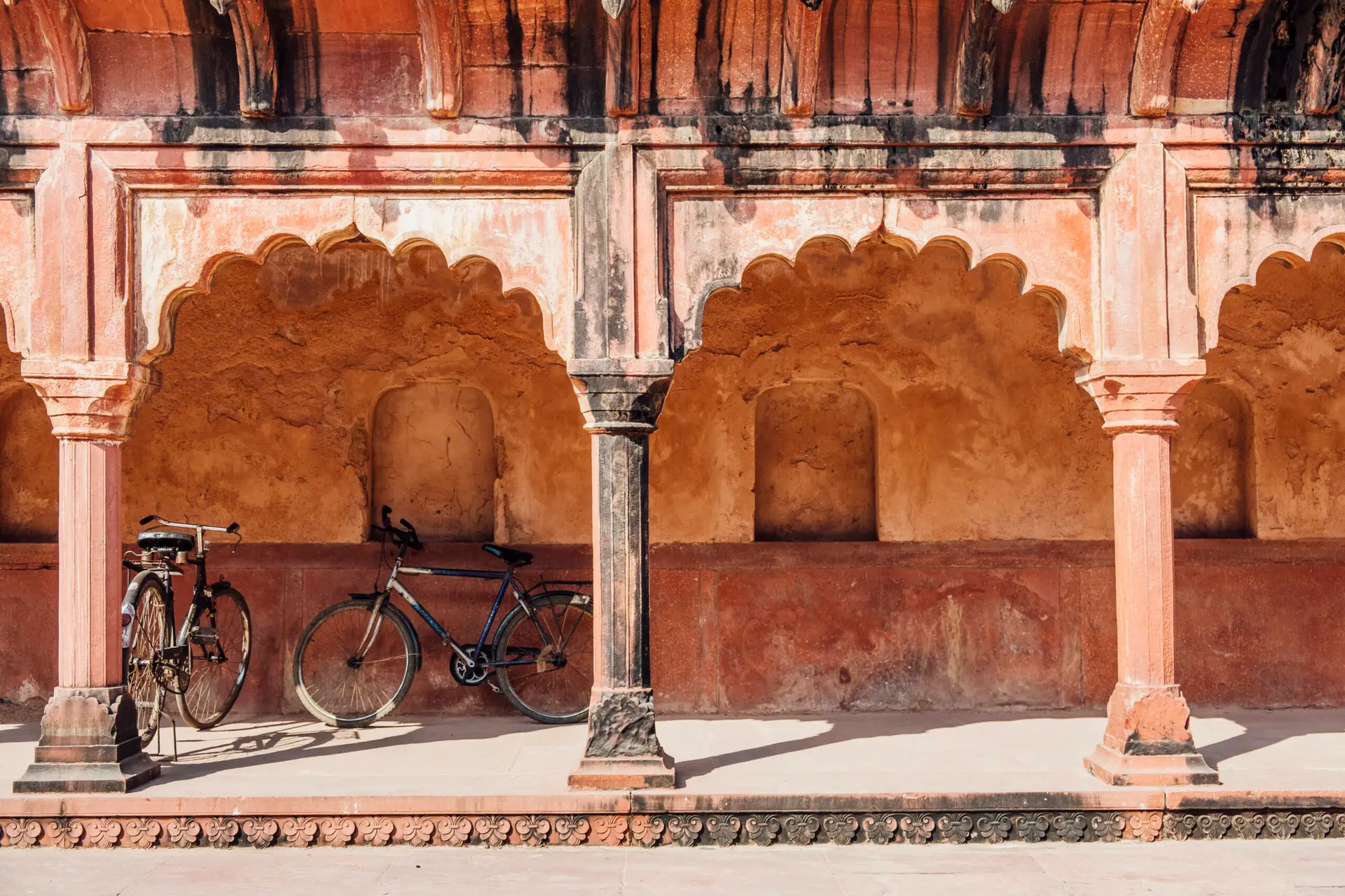 bicycle parking at indian building in Islamic style